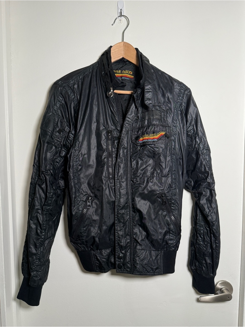 VINTAGE 80s Style Auto Carrera Design sports jacket size small